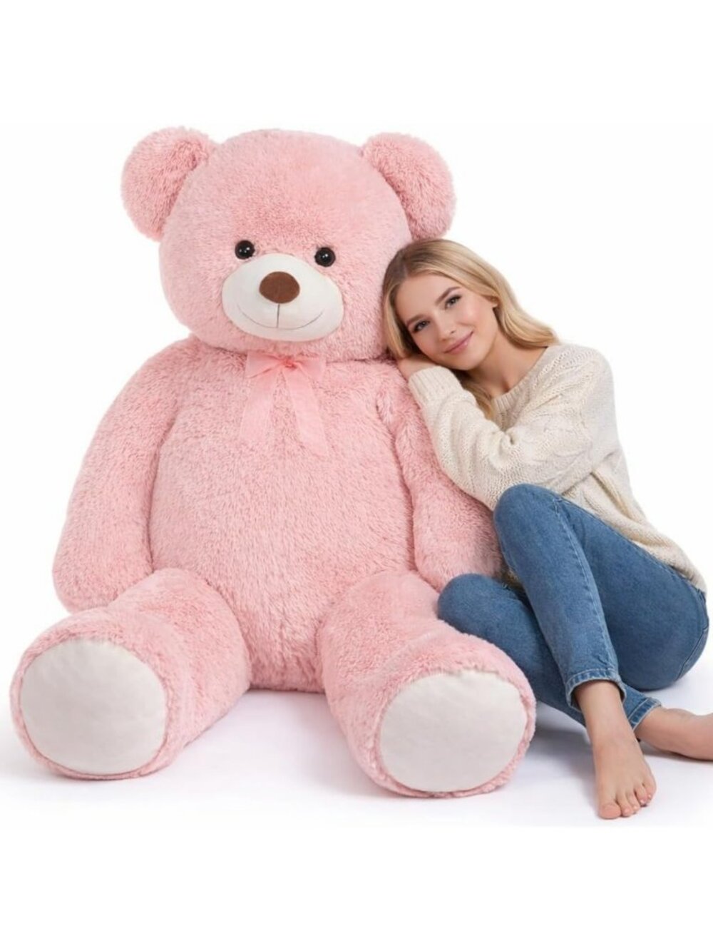 60" Pink Large Teddy Bear Stuffed Animal - Cuddly Plush Toy for Kids & Decor